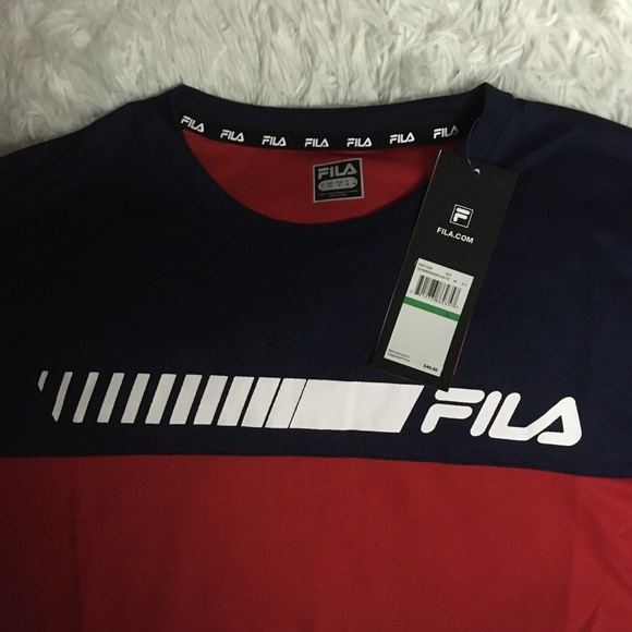 LG Fila Red BlueMens Short Sleeves Shirt sz LG - Picture 6 of 8